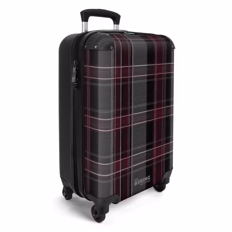 Klassiek geruit patroon in grijs en rood NBS - Handbagage koffer - Unisex middel -productfoto_3d
