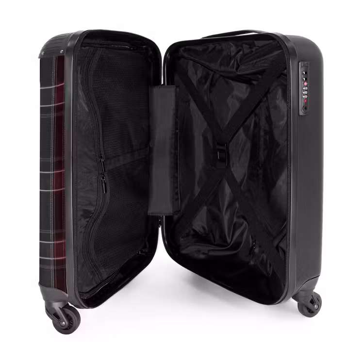 Klassiek geruit patroon in grijs en rood NBS - Handbagage koffer - Unisex middel -binnenkant