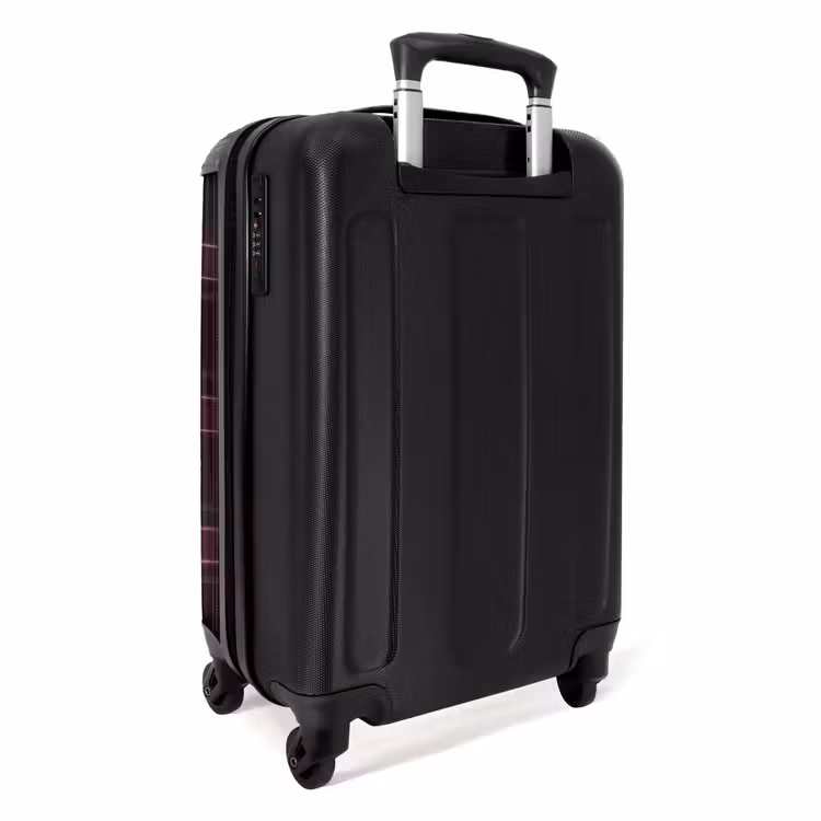 Klassiek geruit patroon in grijs en rood NBS - Handbagage koffer - Unisex middel -achterkant