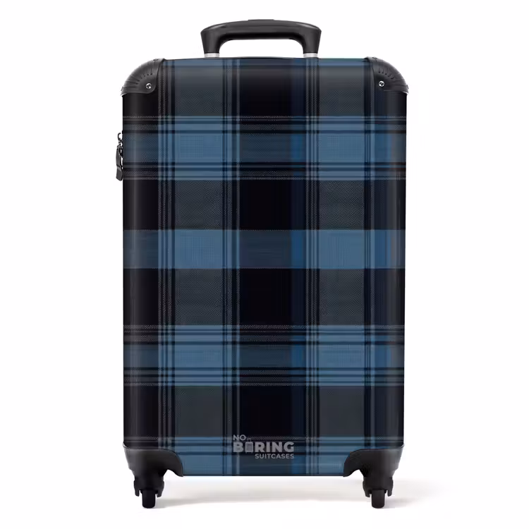 Klassiek geruit patroon in blauw tinten NBS - Handbagage koffer - Unisex middel -productfoto_recht