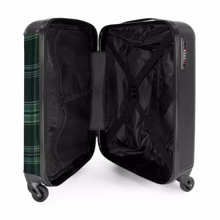 Klassiek geruit patroon in groene tinten NBS - Handbagage koffer - Unisex middel -binnenkant