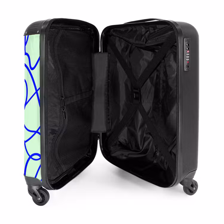 Kobaltblauw krulspoor op mintgroen NBS - Handbagage koffer - Volwassenen Unisex middel -binnenkant