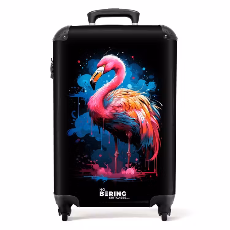 Gekleurde Flamingo voor een Verfexplosie NBS - Handbagage koffer - Unisex middel -productfoto_recht