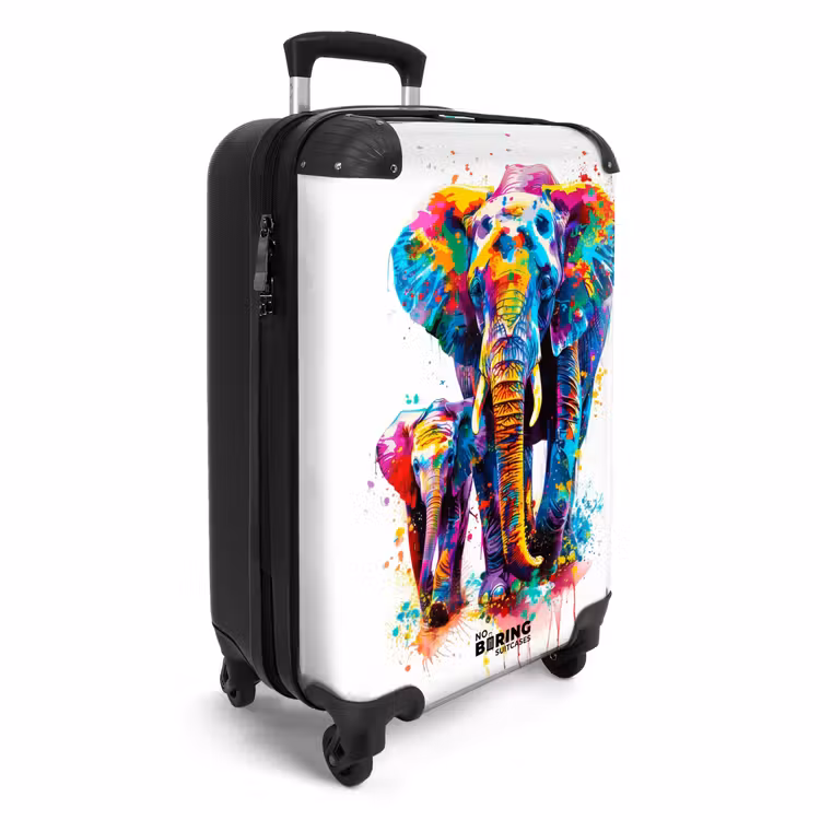 Kleurrijke olifanten NBS - Handbagage koffer - Unisex middel -productfoto_3d