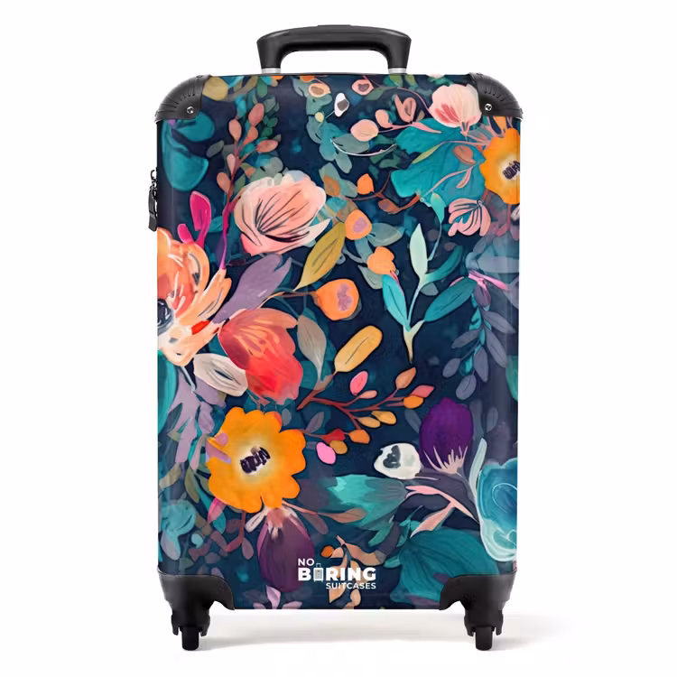 Kleurrijk - Bloemen - Kunst - Natuur - Hippie NBS - Handbagage koffer - Unisex middel -productfoto_recht