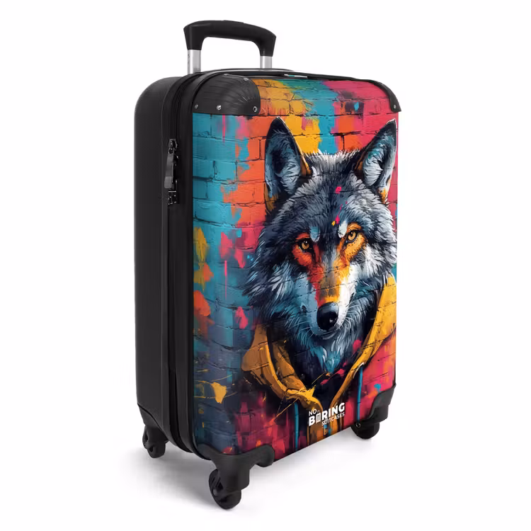 Kleurrijke vos met jas in graffiti stijl NBS - Handbagage koffer - Unisex middel -productfoto_3d