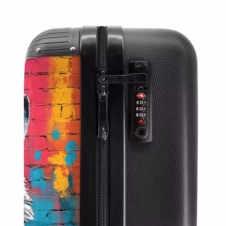 Kleurrijke vos met jas in graffiti stijl NBS - Handbagage koffer - Unisex middel -slot