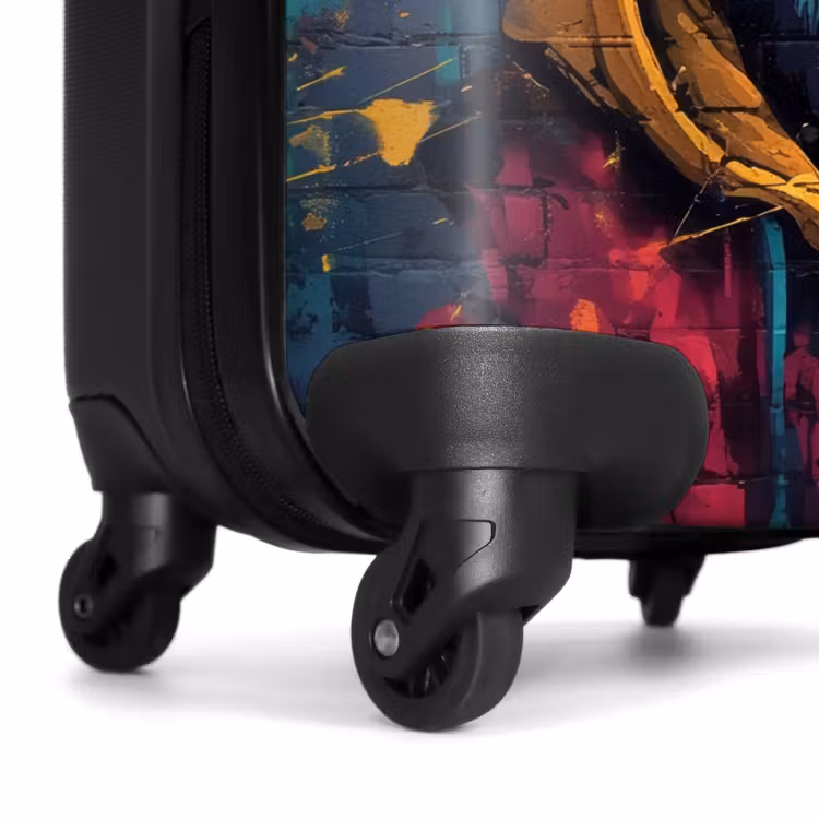 Kleurrijke vos met jas in graffiti stijl NBS - Handbagage koffer - Unisex middel -wiel
