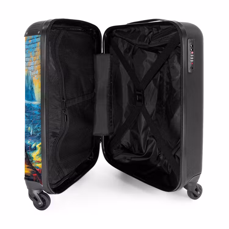 Kleurrijke Mona Lisa in graffiti stijl NBS - Handbagage koffer - Volwassenen Unisex middel -binnenkant