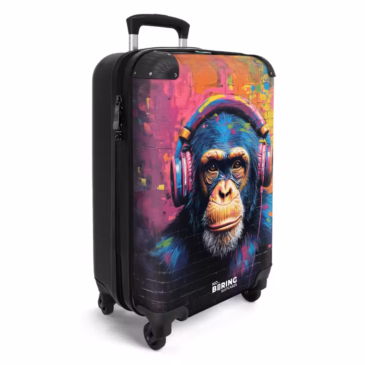 Kleurrijke aap met koptelefoon in graffiti stijl NBS - Handbagage koffer - Unisex middel -productfoto_3d