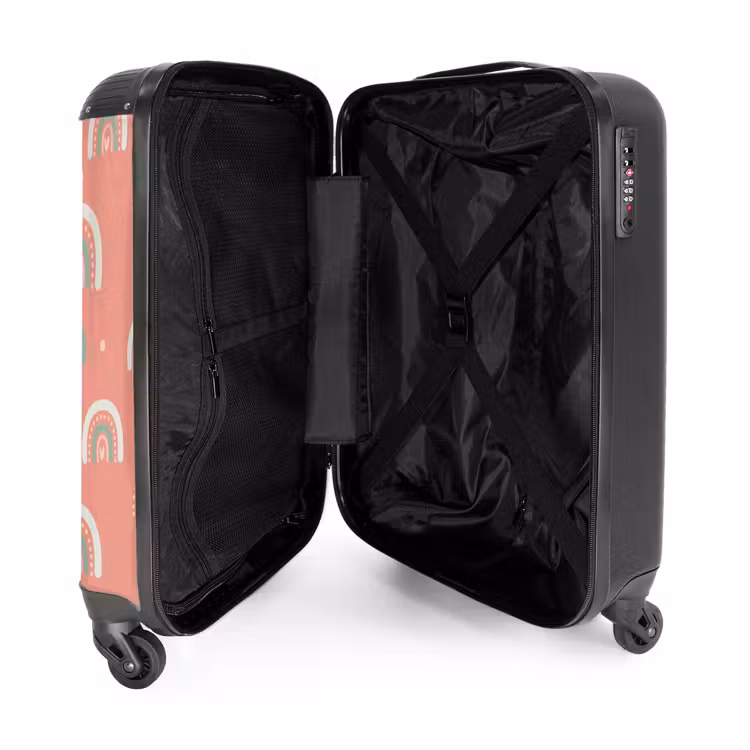 Koraal kleurenbogen NBS - Handbagage koffer - Unisex middel -binnenkant