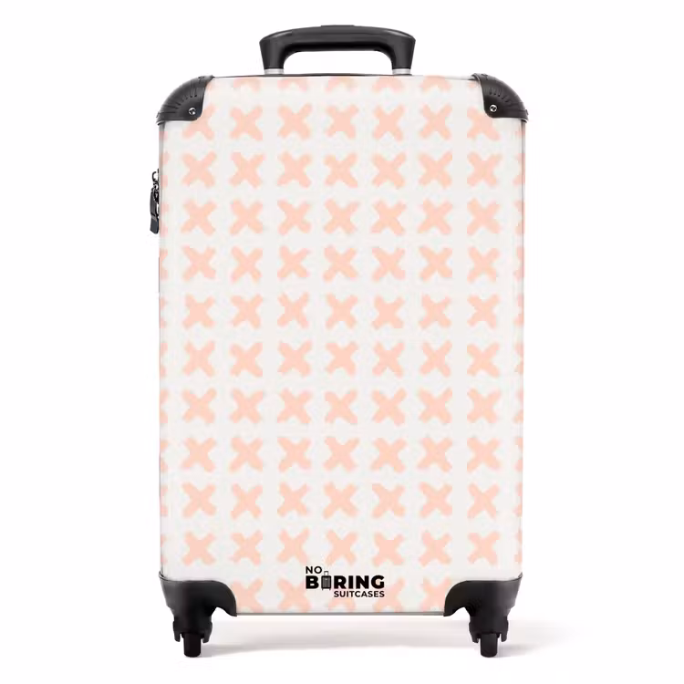 Koraalkruisjes op gebroken wit NBS - Handbagage koffer - Volwassenen Unisex middel -productfoto_recht