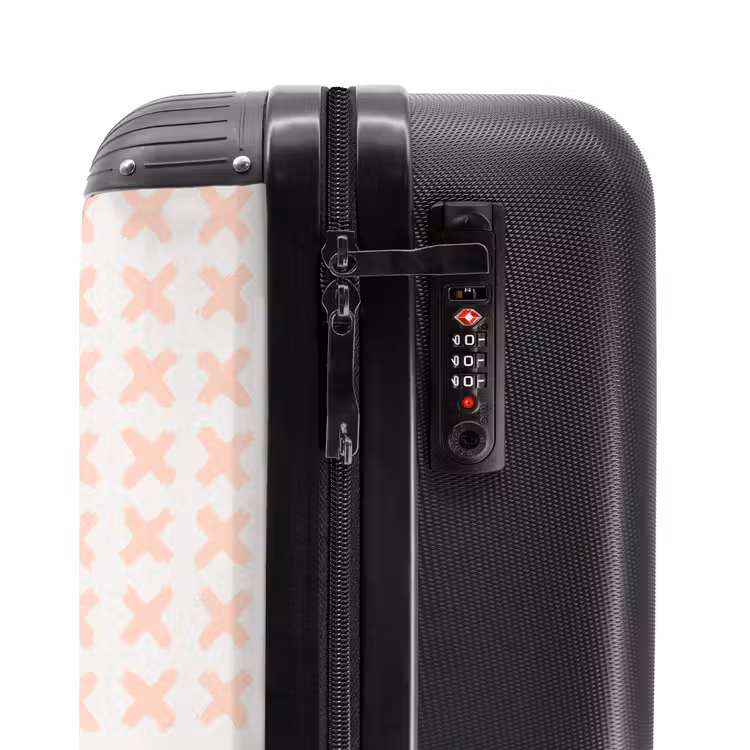 Koraalkruisjes op gebroken wit NBS - Handbagage koffer - Volwassenen Unisex middel -slot