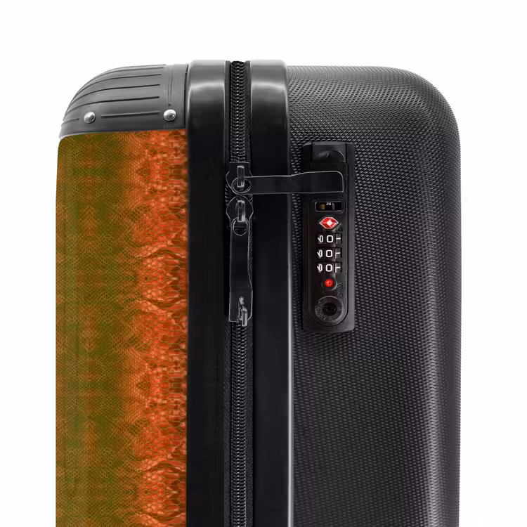 Koraalrood slangenhuid met symmetrische schubstructuur NBS - Handbagage koffer - Volwassenen Unisex middel -slot