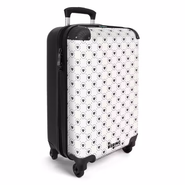 Crèmekleurige achtergrond met bruine hartjes NBS - Handbagage koffer - Volwassenen Unisex middel -productfoto_3d