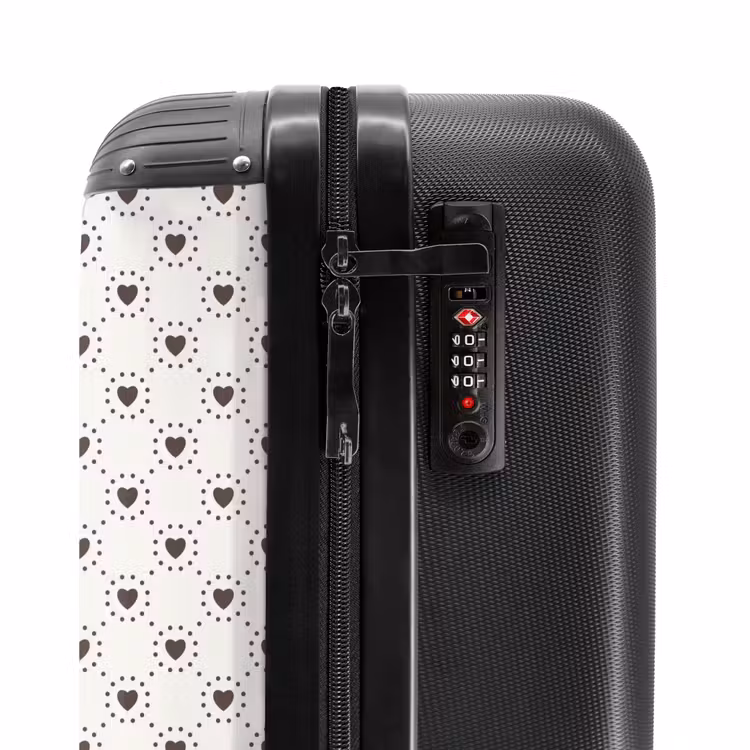 Crèmekleurige achtergrond met bruine hartjes NBS - Handbagage koffer - Volwassenen Unisex middel -slot