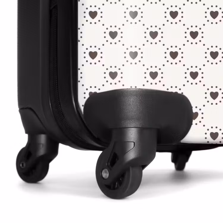 Crèmekleurige achtergrond met bruine hartjes NBS - Handbagage koffer - Volwassenen Unisex middel -wiel