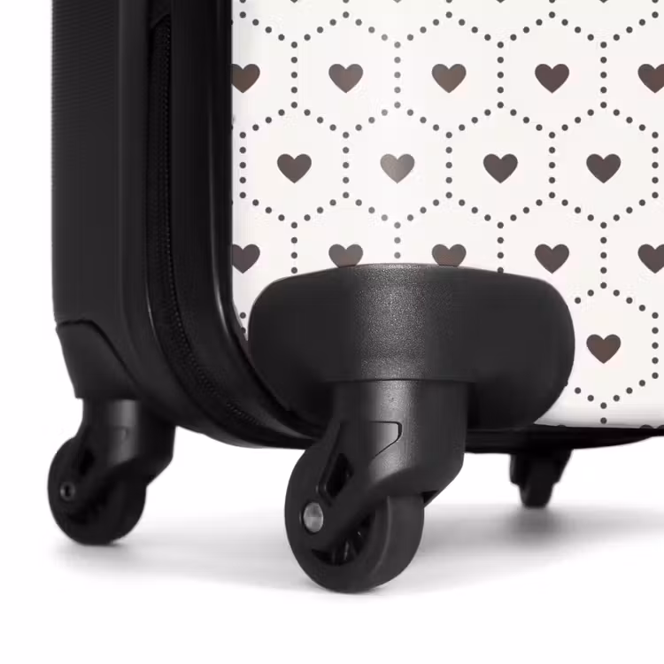 Crèmekleurige achtergrond met bruine hartjes NBS - Handbagage koffer - Volwassenen Unisex middel -wiel