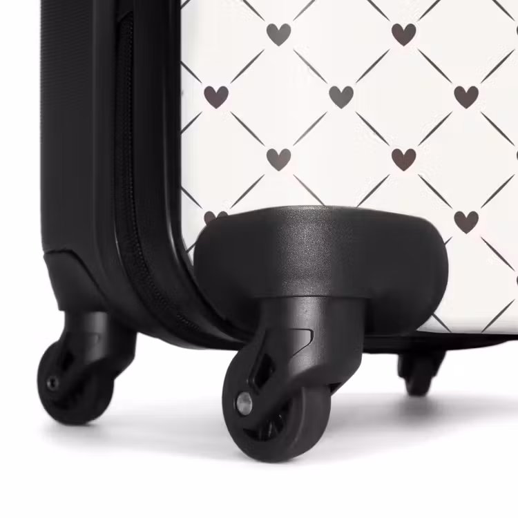 Crèmekleurige achtergrond met bruine hartjes NBS - Handbagage koffer - Volwassenen Unisex middel -wiel