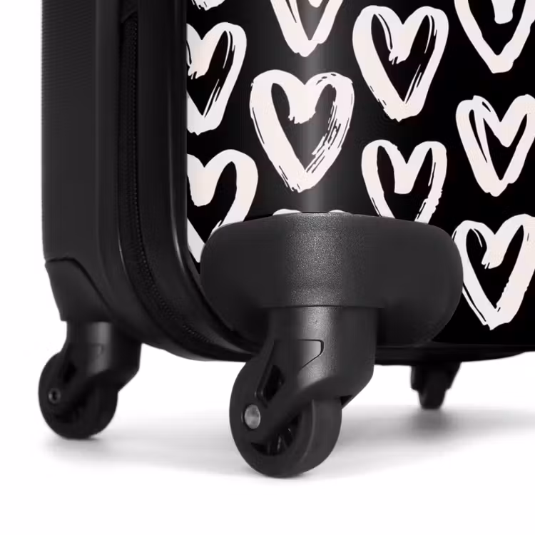 Crèmekleurige harten op zwart NBS - Handbagage koffer - Volwassenen Unisex middel -wiel