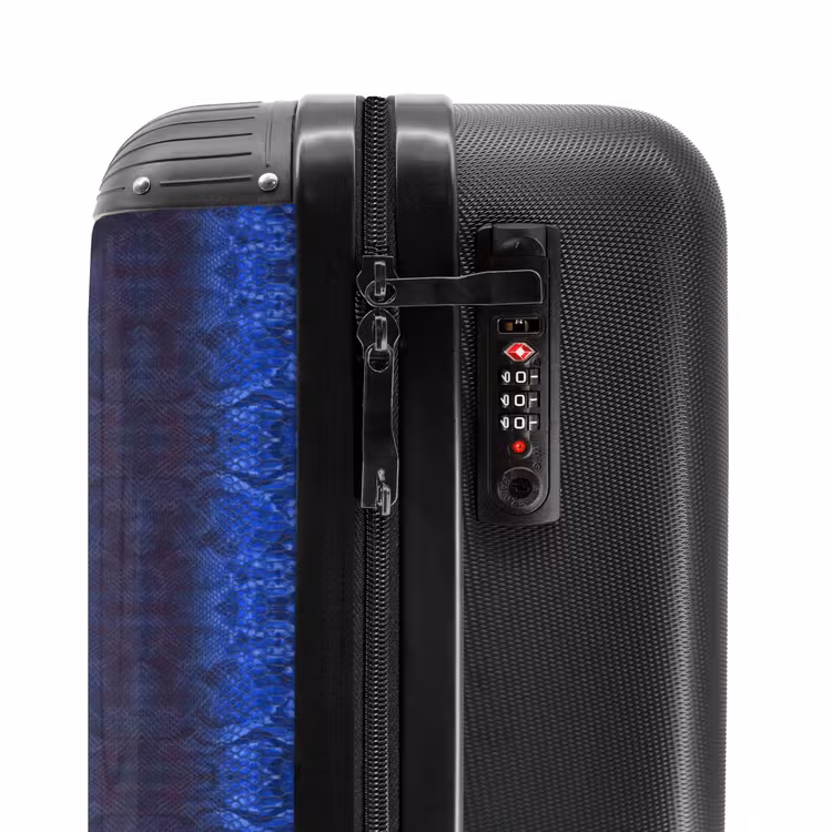 Donker blauw slangenhuid met symmetrische schubstructuur NBS - Handbagage koffer - Volwassenen Unisex middel -slot