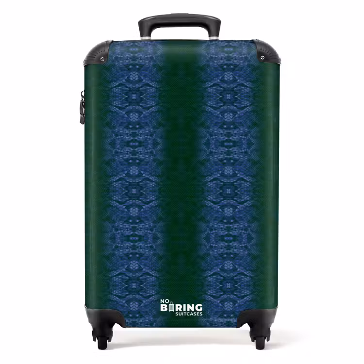 Donkerblauw slangenhuid met symmetrische schubstructuur NBS - Handbagage koffer - Volwassenen Unisex middel -productfoto_recht