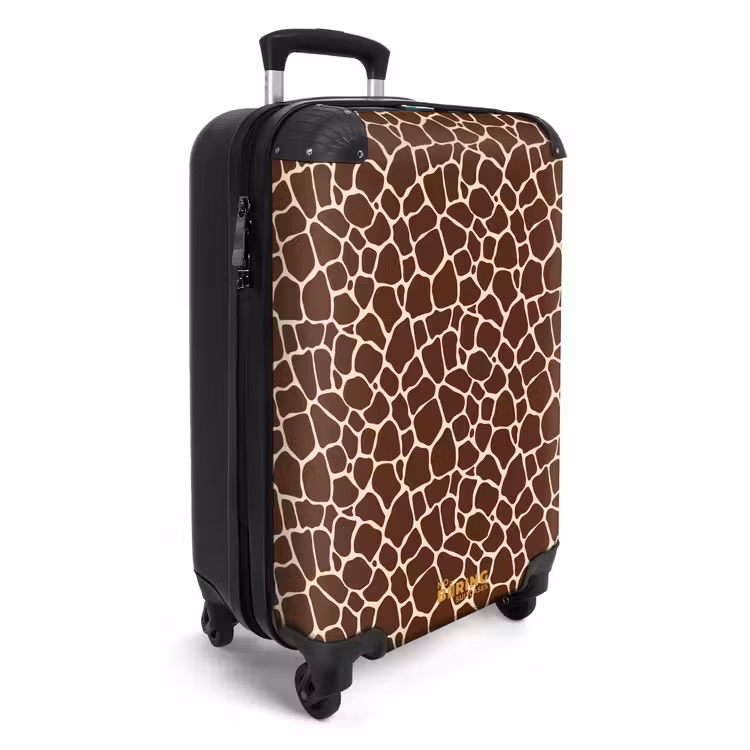 Donkerbruin giraffepatroon met beige aders NBS - Handbagage koffer - Volwassenen Unisex middel -productfoto_3d