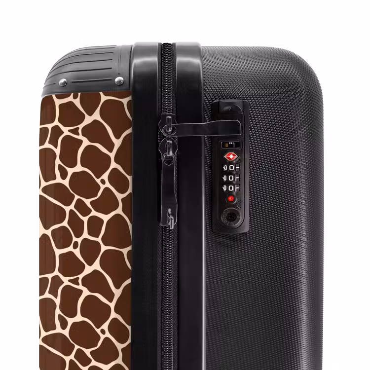 Donkerbruin giraffepatroon met beige aders NBS - Handbagage koffer - Volwassenen Unisex middel -slot