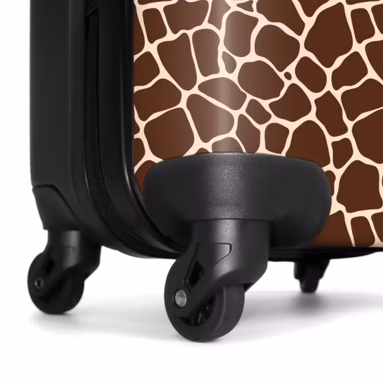 Donkerbruin giraffepatroon met beige aders NBS - Handbagage koffer - Volwassenen Unisex middel -wiel
