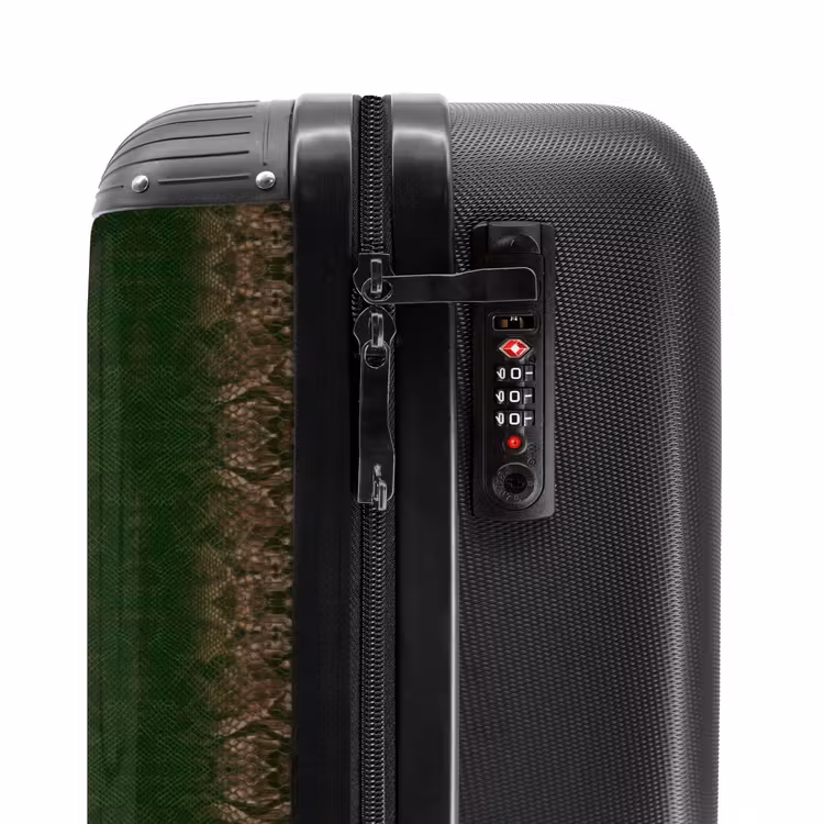 Donkerbruin slangenhuid met symmetrische schubstructuur NBS - Handbagage koffer - Volwassenen Unisex middel -slot