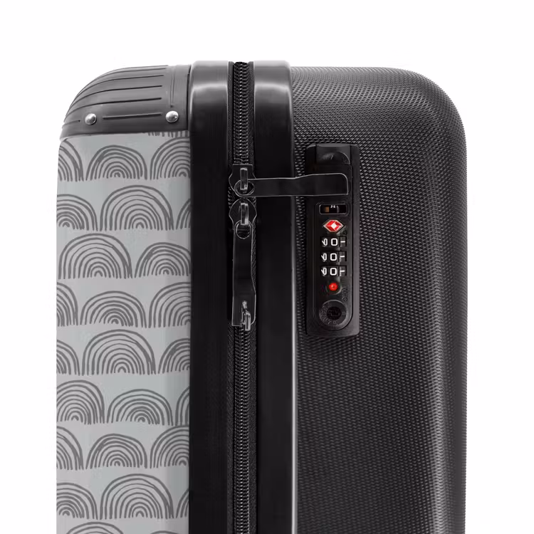 Donkergrijze halve cirkels NBS - Handbagage koffer - Volwassenen Unisex middel -slot