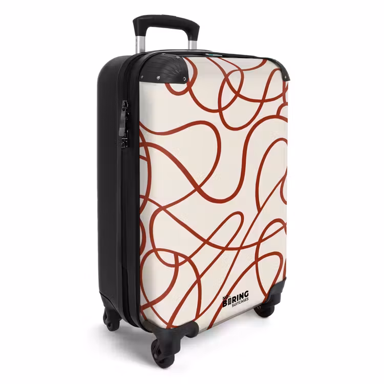 Donkerrode lijnen op beige achtergrond NBS - Handbagage koffer - Volwassenen Unisex middel -productfoto_3d