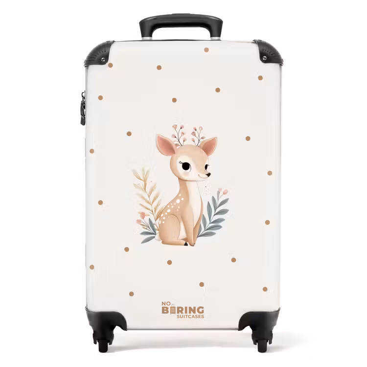 Hertje met planten in een veld vol stippen NBS - Handbagage koffer - Volwassenen Unisex middel -productfoto_recht