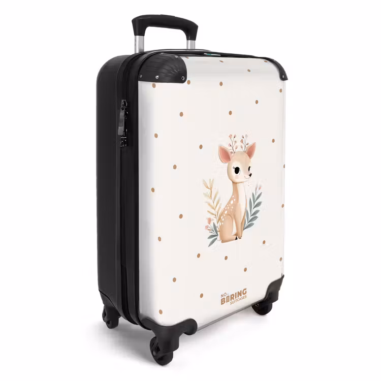 Hertje met planten in een veld vol stippen NBS - Handbagage koffer - Volwassenen Unisex middel -productfoto_3d