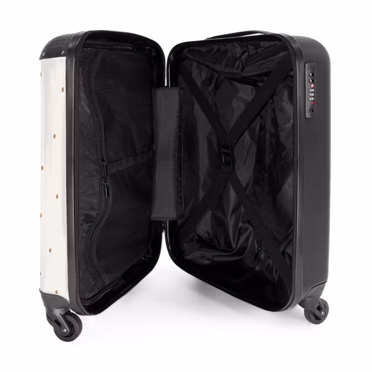Hertje met planten in een veld vol stippen NBS - Handbagage koffer - Volwassenen Unisex middel -binnenkant