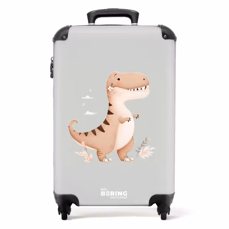 Dino in beige en grijze kleuren NBS - Handbagage koffer - Volwassenen Unisex middel -productfoto_recht
