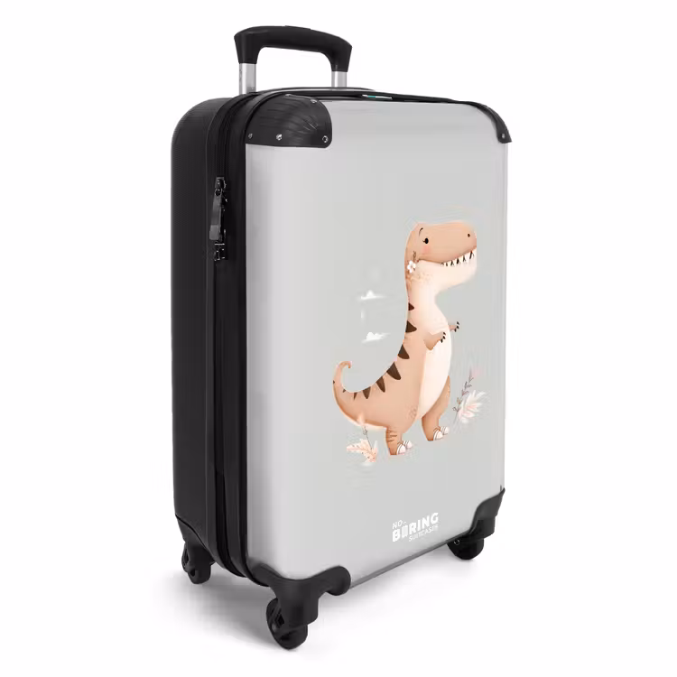 Dino in beige en grijze kleuren NBS - Handbagage koffer - Volwassenen Unisex middel -productfoto_3d