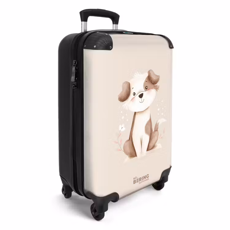 Hond in de kleuren bruin en beige NBS - Handbagage koffer - Volwassenen Unisex middel -productfoto_3d