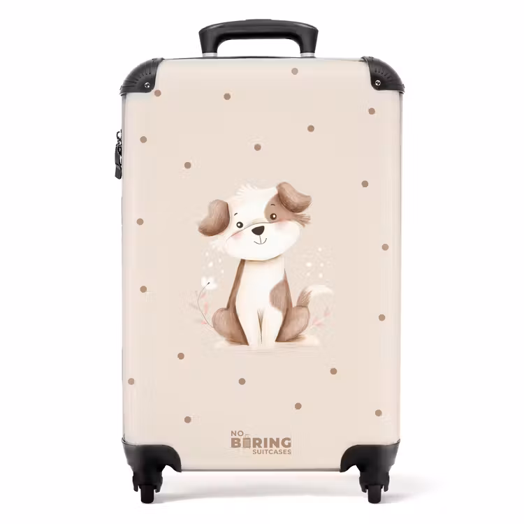 Honden pup omringd door bruine stippen NBS - Handbagage koffer - Volwassenen Unisex middel -productfoto_recht