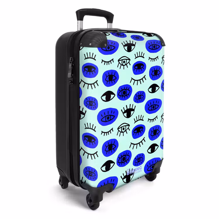 Ogenpatroon in blauw en zwart NBS - Handbagage koffer - Volwassenen Unisex middel -productfoto_3d