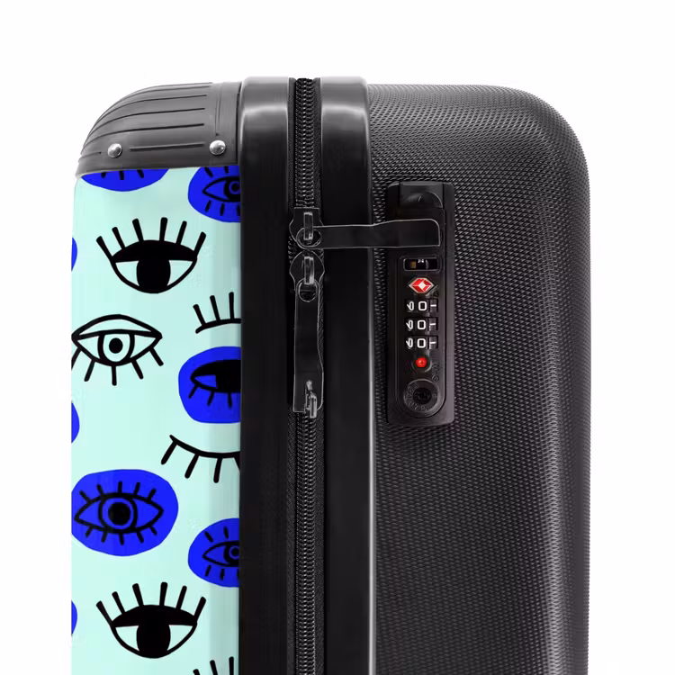 Ogenpatroon in blauw en zwart NBS - Handbagage koffer - Volwassenen Unisex middel -slot
