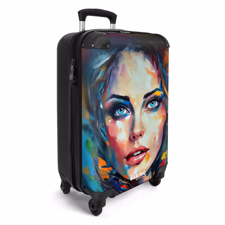 Gezicht - Vrouw - Olieverf - Kleurrijk - Kunst NBS - Handbagage koffer - Unisex middel -productfoto_3d