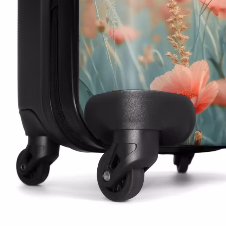 Bloemenveld met roze klaprozen NBS - Handbagage koffer - Unisex middel -wiel