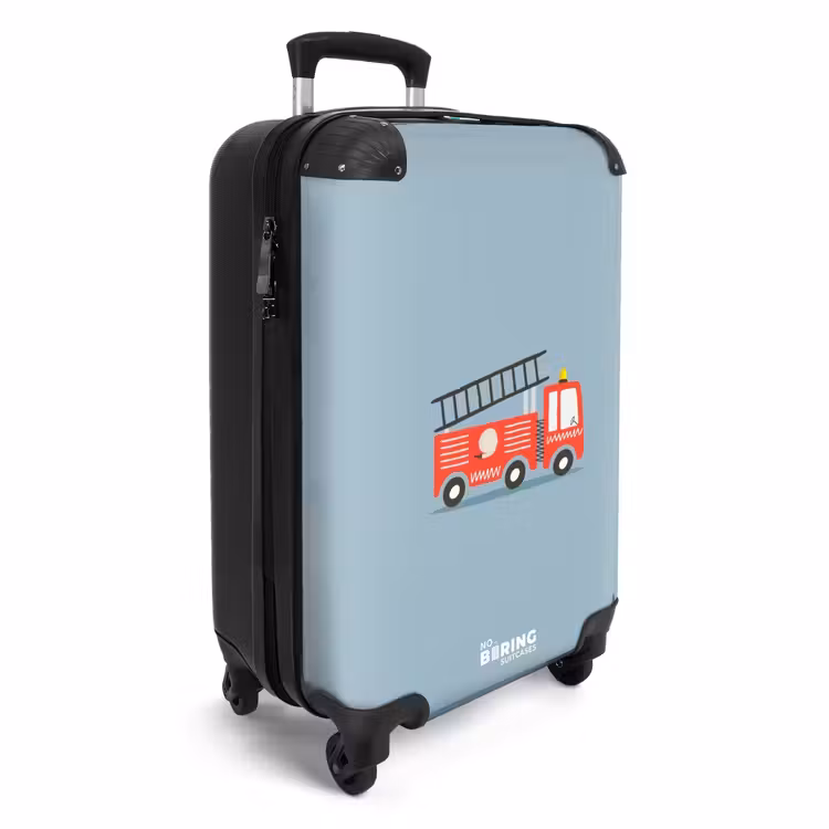 Brandweerauto blauwe achtergrond NBS - Handbagage koffer - Unisex middel -productfoto_3d