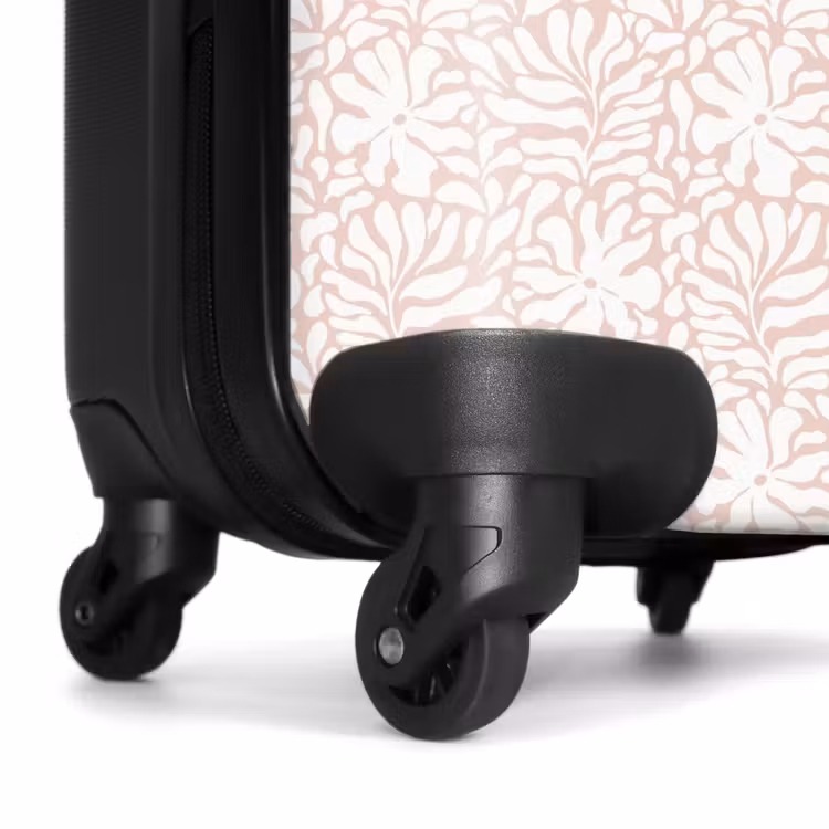 Bloemen en bladeren op beige achtergrond NBS - Handbagage koffer - Volwassenen Unisex middel -wiel