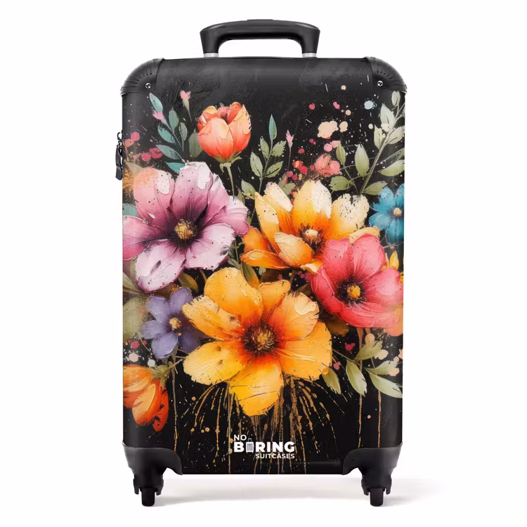 Bloemen in graffiti stijl NBS - Handbagage koffer - Unisex middel -productfoto_recht