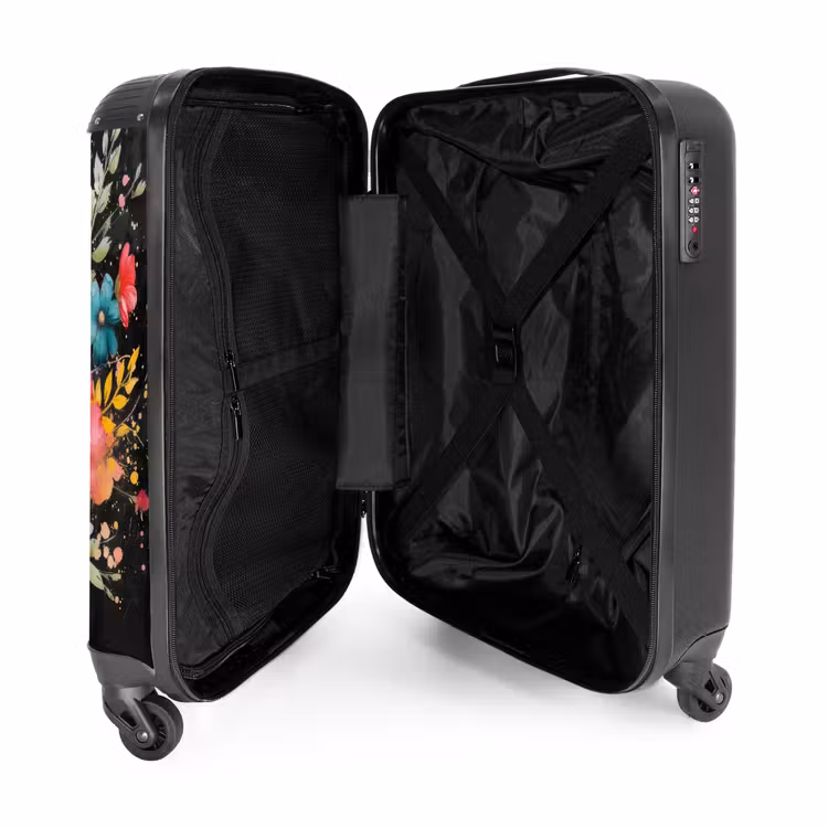 Bloemen in graffiti stijl NBS - Handbagage koffer - Unisex middel -binnenkant