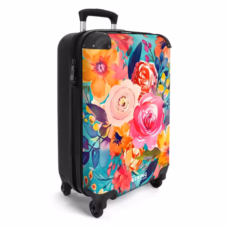 Bloemen - Olieverf - Kleurrijk - Natuur NBS - Handbagage koffer - Unisex middel -productfoto_3d