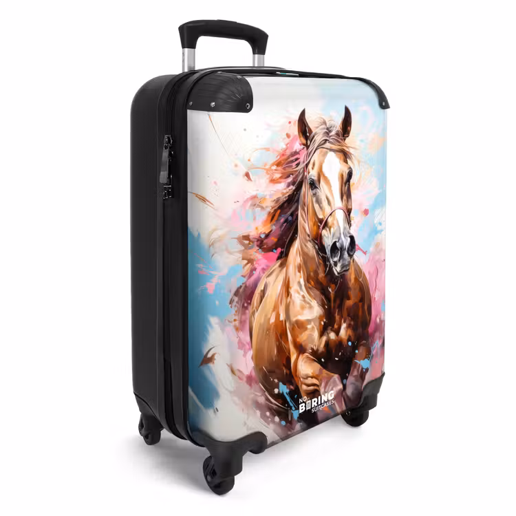 Galopperend paard met kleurrijke achtergrond NBS - Handbagage koffer - Unisex middel -productfoto_3d