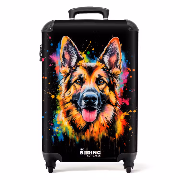 Duitse Herdershond met graffiti NBS - Handbagage koffer - Unisex middel -productfoto_recht